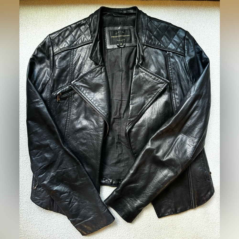 French Connection - Lambskin Motorcycle Jacket - XS